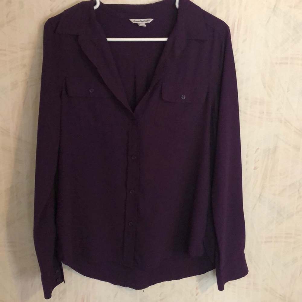 AE button down blouse Plum